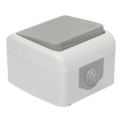 Фотография Мурманск Кнопка звонка 1-клавишная 10А IP54 серая EKF, артикул EFZ10-026-30-54