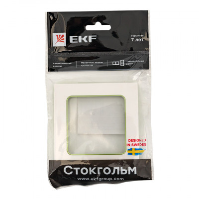 Фотография Стокгольм Рамка 1-местная белая с линией цвета зеленый EKF PROxima, артикул EXM-G-302-20