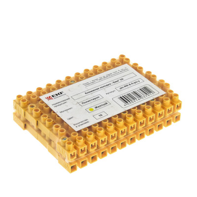 Фотография Колодка клеммная  (4мм.) 3А полистирол желтая (10шт.) EKF PROxima, артикул plc-KK-4-3-ps-y