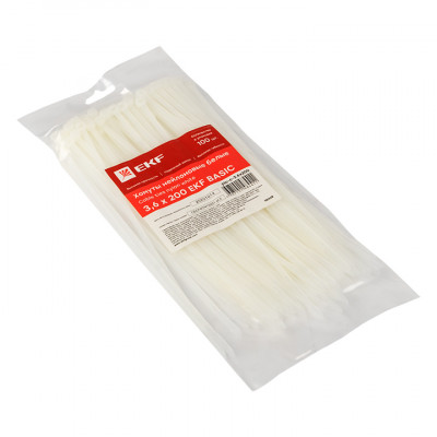 Фотография Хомут нейлоновый (3,6х200) (100шт.) EKF Basic, артикул plc-c-3.6x200