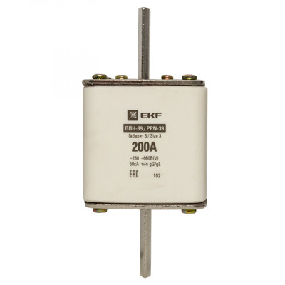 Фотография Плавкая вставка ППН-39 630/200А габарит 3 EKF PROxima, артикул fus-39/630/200