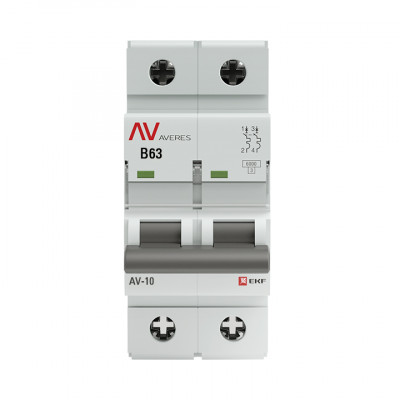 Фотография Выключатель автоматический AV-10 2P 63A (B) 10kA EKF AVERES, артикул mcb10-2-63B-av