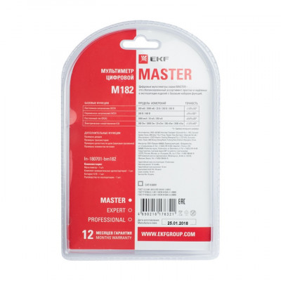 Фотография Мультиметр цифровой M182 EKF Master, артикул In-180701-bm182