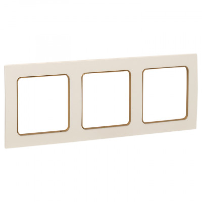 Фотография Стокгольм Рамка 3-местная белая с линией цвета шампань EKF PROxima, артикул EAM-G-302-20