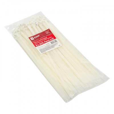 Фотография Хомут нейлоновый со стальным зубом (б), 8x300 (100шт) EKF PROxima, артикул plc-fl-ctsbw-8x300