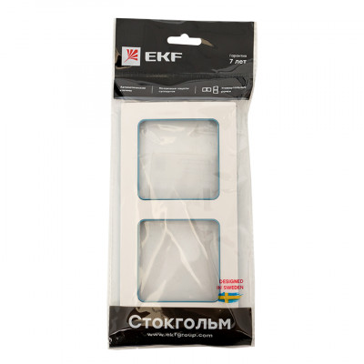 Фотография Стокгольм Рамка 2-местная белая с линией цвета синий EKF PROxima, артикул EXM-G-305-30