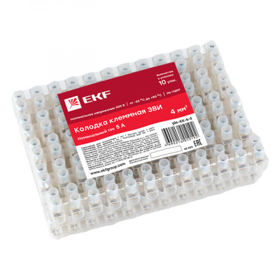 Фотография Колодка клеммная (6мм) 6А (10шт.) EKF PROxima, артикул plc-KK-6-6