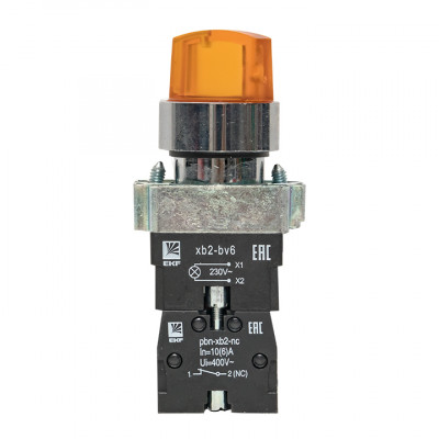 Фотография Переключатель BD33 3P c желтой подстветкой 230В NO EKF PROxima, артикул xb2-bk33-y-230