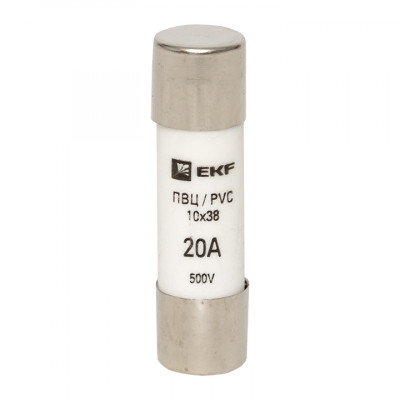 Фотография Плавкая вставка цилиндрическая ПВЦ (10х38)  20А EKF PROxima, артикул pvc-10x38-20