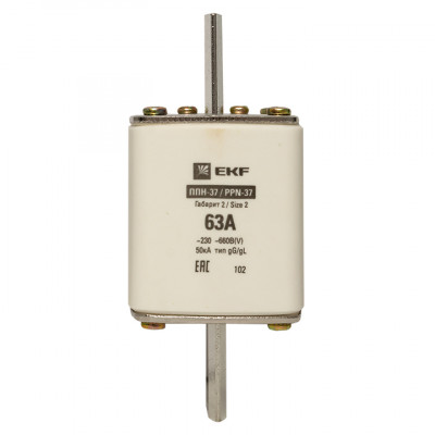 Фотография Плавкая вставка ППН-37 400/63А габарит 2 EKF PROxima, артикул fus-37/400/63