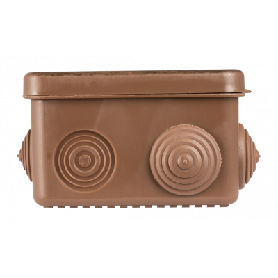 Фотография Коробка распаячная  КМР-030-031 с крышкой (80х80х50) 7 мембранных вводов тёмное дерево IP54 EKF PROxima, артикул plc-kmr-030-031-t