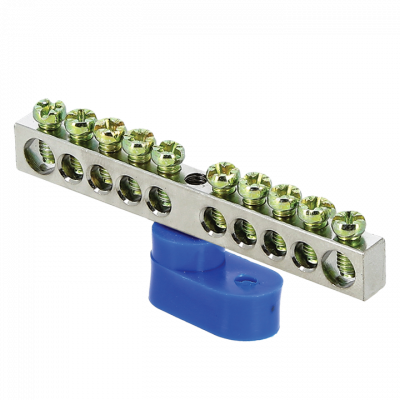 Фотография Шина 0 N (6x9мм) 10 отв. цинк синий угловой изолятор EKF PROxima, артикул sn1-63-10-1