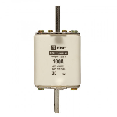 Фотография Плавкая вставка ППН-37 400/100А габарит 2 EKF PROxima, артикул fus-37/400/100