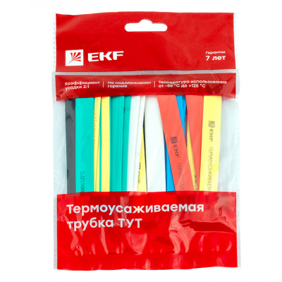 Фотография Термоусаживаемая трубка ТУТ нг 8/4 набор:7 цветов по 3шт. 100мм. EKF PROxima, артикул tut-n-8