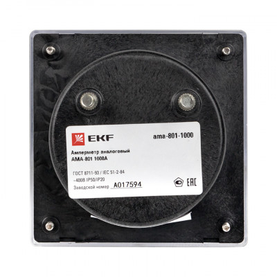 Фотография Амперметр AMA-801 аналоговый на панель (80х80) круглый вырез 1000А трансф. подкл. EKF, артикул ama-801-1000