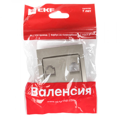 Фотография Валенсия лицевая панель розетки Phone 1-местная кашемир EKF PROxima, артикул EST01-L-034-40