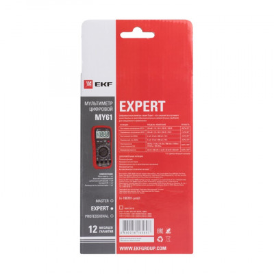 Фотография Мультиметр цифровой MY61 EKF Expert, артикул In-180701-pm61