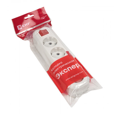 Фотография Колодка 4 гн. 16А 3,5кВт c выкл. с/з Эксперт EKF PROxima, артикул AKB16-4i