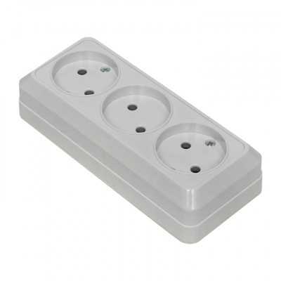 Фотография Рим Розетка 3-местная 10А без заземления  белая EKF, артикул ENR10-202-10