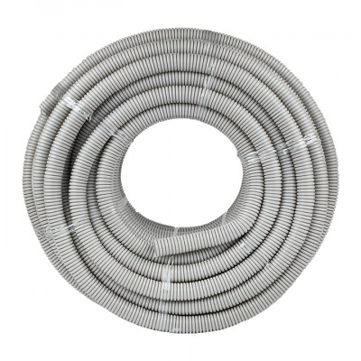 Фотография Труба гофрированная ПВХ с протяжкой d32 мм (50 м) серая EKF-Plast, артикул tg-z-32