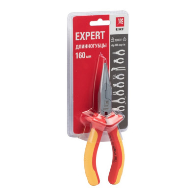 Фотография Длинногубцы Expert 160 мм 1000В EKF PROxima, артикул dg-160-exp-in