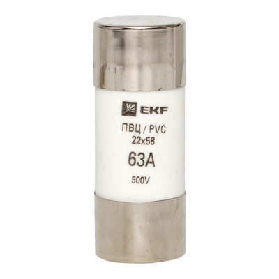 Фотография Плавкая вставка цилиндрическая ПВЦ (22х58)  63А EKF PROxima, артикул pvc-22x58-63