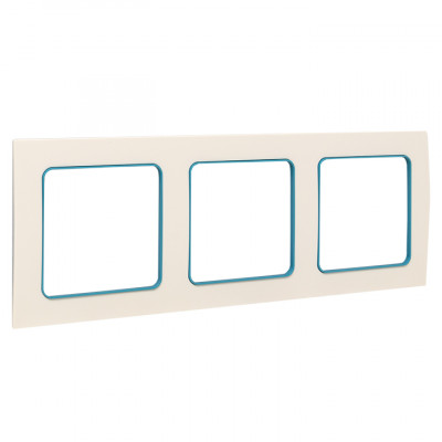 Фотография Стокгольм Рамка 3-местная белая с линией цвета синий EKF PROxima, артикул EAM-G-304-30
