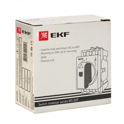 Фотография Рубильник модульный MS-20A 3P на DIN-рейку EKF PROxima, артикул ms-20d