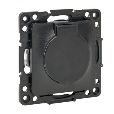 Фотография Стокгольм Механизм Розетки 1-местной с/з 16А черный с крышкой и защ. штор. IP44 EKF PROxima, артикул EZR16-028-10-44