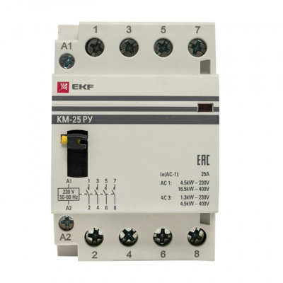 Фотография Контактор модульный КМ РУ 63А 4NO (3 мод.) EKF PROxima, артикул km-3m-63-40