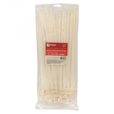 Фотография Хомут нейлоновый (7,2х300) (100шт.) EKF Basic, артикул plc-c-7.2x300