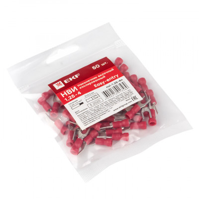 Фотография Наконечник вилочный изолированный НВИ 1.5-4 (50шт.) EKF PROxima, артикул nvi-1.25-4n