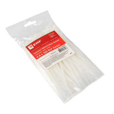 Фотография Хомут нейлоновый (4,8х150) (100шт.) EKF Basic, артикул plc-c-4.8x150