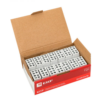 Фотография Клемма распределительная КСР с двойным винтом 2x25/2x16 серая EKF PROxima, артикул ksr-2.25-2.16-grey
