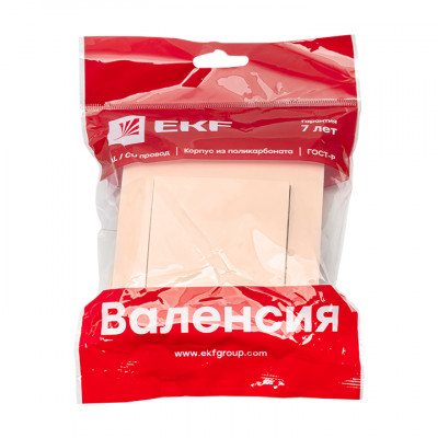 Фотография Валенсия выключатель 1-кл. 10А кремовый EKF PROxima, артикул EWV10-021-20