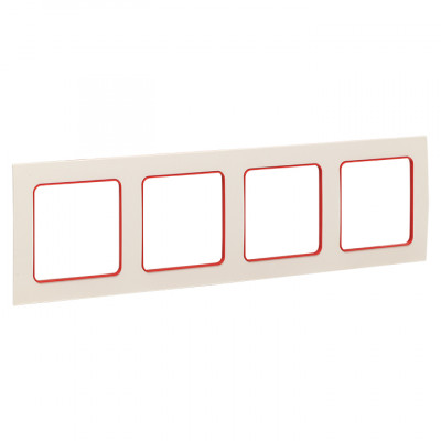 Фотография Стокгольм Рамка 4-местная белая с линией цвета красный EKF PROxima, артикул EAM-G-305-10