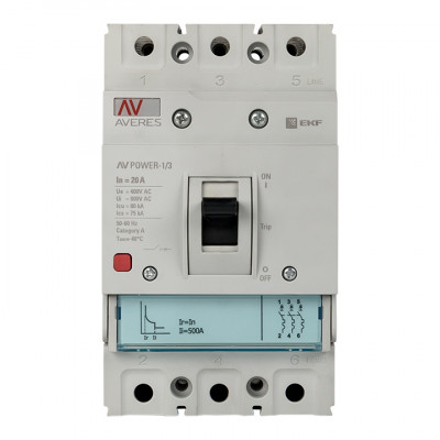 Фотография Автоматический выключатель AV POWER-1/3  20А 80kA TR EKF AVERES, артикул mccb-13-20H-TR-av