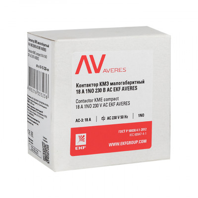 Фотография Контактор КМЭ 22А 1NO 400В АС EKF AVERES, артикул ctr-s-22-10-400-av