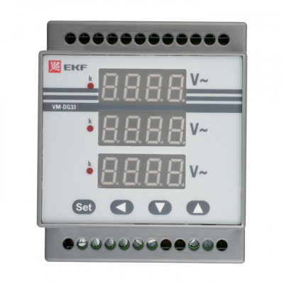 Фотография VD-G33 Вольтметр цифровой на DIN трехфазный EKF PROxima, артикул vd-g33