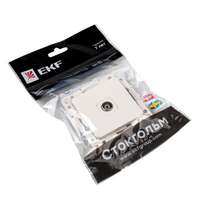 Фотография Стокгольм Механизм Розетки TV 1-местной 75Ом 5-862МГц белый EKF PROxima, артикул EYA00-027-10