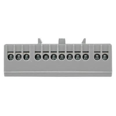 Фотография Шина фаза L (6х9мм) 12 отверстий латунь серый изолированный корпус на DIN-рейку EKF PROxima, артикул sn0-63-12-is