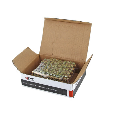 Фотография Шина 0 N (6х9мм) 8 отверстий латунь синий угловой изолятор EKF PROxima, артикул sn0-63-08-1