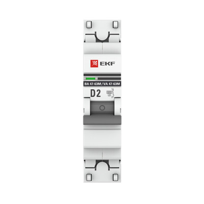 Фотография Автоматический выключатель 1P 2А (D) 6кА ВА 47-63M без теплового расцепителя EKF PROxima, артикул mcb4763m-6-1-2D-pro