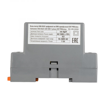 Фотография VD-G31 Вольтметр цифровой на DIN однофазный EKF PROxima, артикул vd-g31