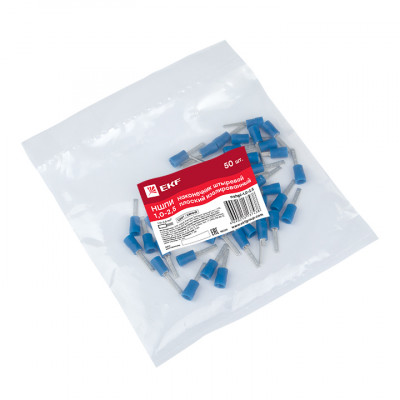 Фотография Наконечник штыревой плоский изолированный НШПИ 1.0-2.5 (уп 50шт) EKF PROxima, артикул nshpi-1.0-2.5