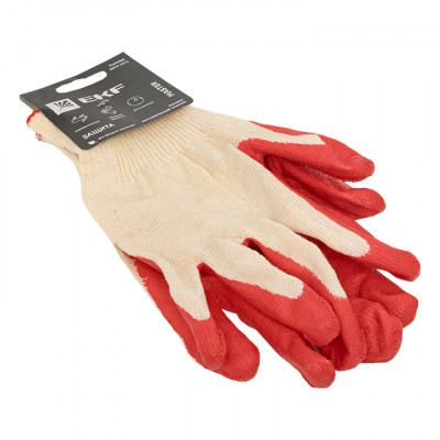 Фотография Перчатки рабочие ЗАЩИТА с одинарным латексным обливом (13 класс, 10 разм) EKF Master, артикул pe13lt-10-mas