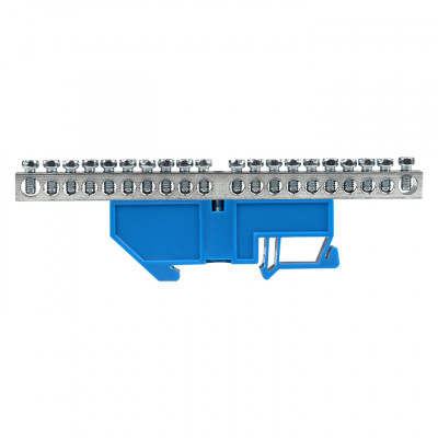 Фотография Шина 0 N (6x9мм) 20 отв. цинк синий изолятор на DIN-рейку EKF PROxima, артикул sn1-63-20-d