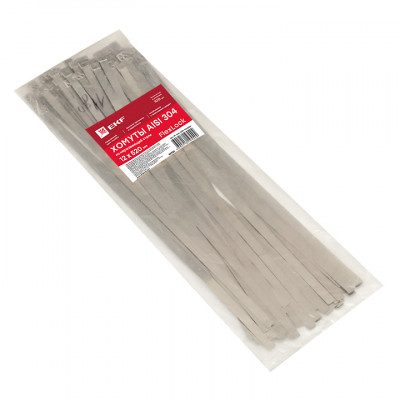 Фотография Хомут AISI 304 из нержавеющей стали, 12x520 (100 шт.) FlexLock PROxima, артикул plc-fl-tss-304-12x520