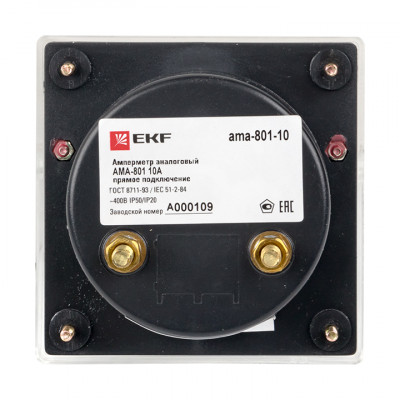 Фотография Амперметр AMA-801 аналоговый на панель (80х80) круглый вырез 10А прямое подключение EKF, артикул ama-801-10