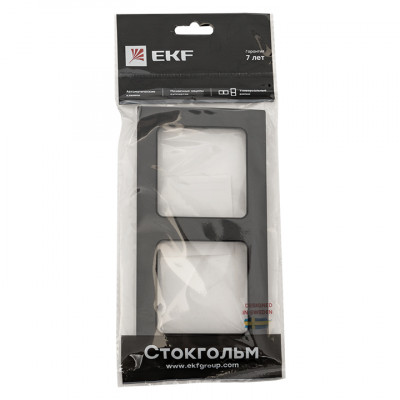 Фотография Стокгольм Рамка 2-местная черная EKF PROxima, артикул EXM-G-303-30